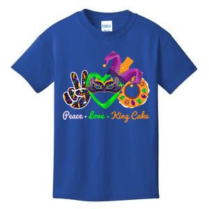 Peace Love King Cake Mardi Gras Carnival Costume Purple Gift Kids T-Shirt