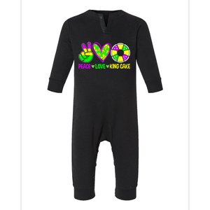 Peace Love King Cake Mardi Gras Festival Cool Gift Infant Fleece One Piece