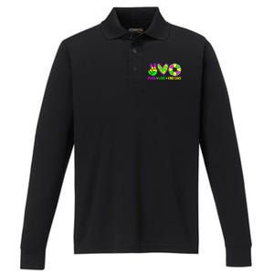 Peace Love King Cake Mardi Gras Festival Cool Gift Performance Long Sleeve Polo