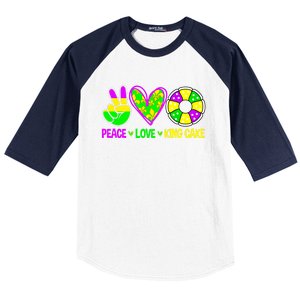 Peace Love King Cake Mardi Gras Festival Cool Gift Baseball Sleeve Shirt