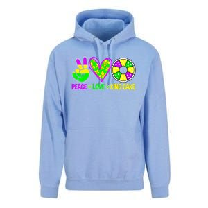 Peace Love King Cake Mardi Gras Festival Cool Gift Unisex Surf Hoodie