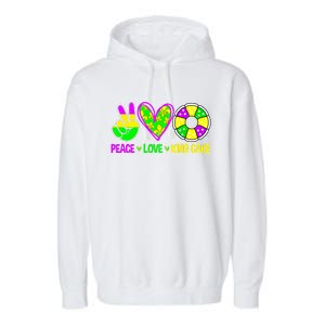 Peace Love King Cake Mardi Gras Festival Cool Gift Garment-Dyed Fleece Hoodie