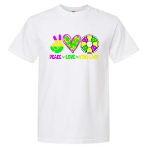 Peace Love King Cake Mardi Gras Festival Cool Gift Garment-Dyed Heavyweight T-Shirt