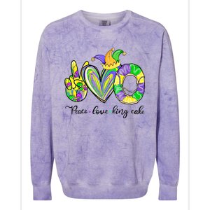 Peace Love King Cake Mardi Gras Funny Gift Colorblast Crewneck Sweatshirt