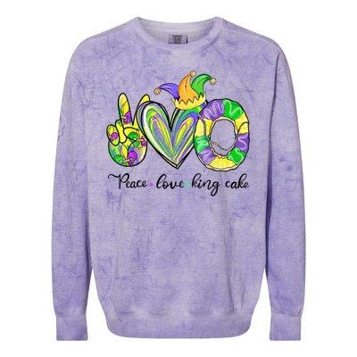 Peace Love King Cake Mardi Gras Funny Gift Colorblast Crewneck Sweatshirt