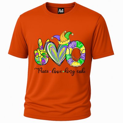 Peace Love King Cake Mardi Gras Funny Gift Cooling Performance Crew T-Shirt