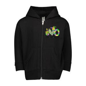 Peace Love King Cake Mardi Gras Funny Gift Toddler Zip Fleece Hoodie