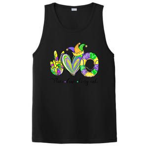 Peace Love King Cake Mardi Gras Funny Gift PosiCharge Competitor Tank