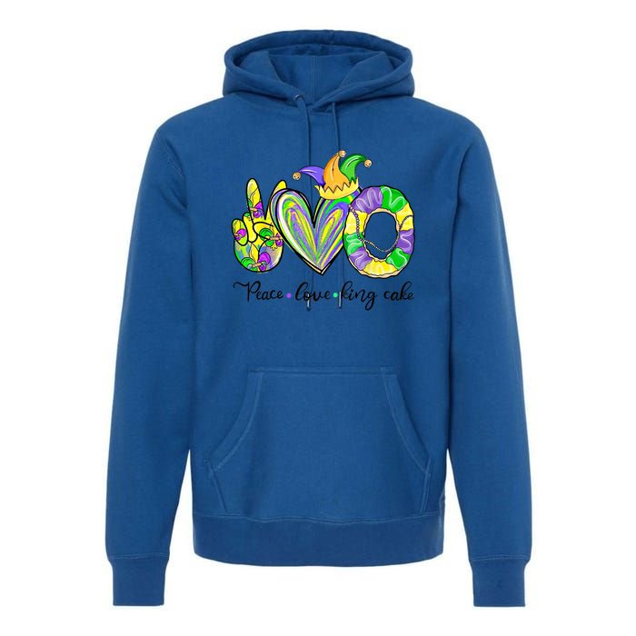 Peace Love King Cake Mardi Gras Funny Gift Premium Hoodie