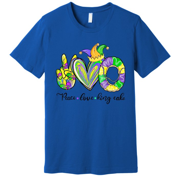 Peace Love King Cake Mardi Gras Funny Gift Premium T-Shirt