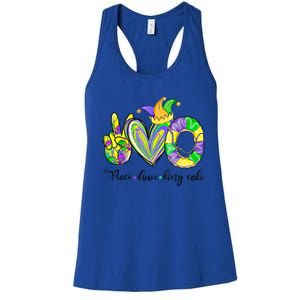 Peace Love King Cake Mardi Gras Funny Gift Women's Racerback Tank