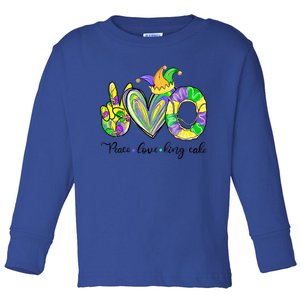 Peace Love King Cake Mardi Gras Funny Gift Toddler Long Sleeve Shirt