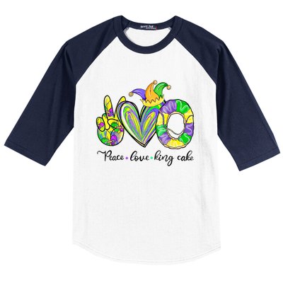 Peace Love King Cake Mardi Gras Funny Gift Baseball Sleeve Shirt