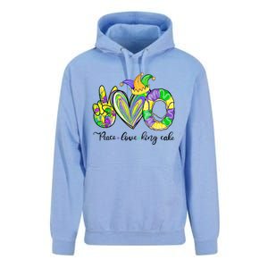 Peace Love King Cake Mardi Gras Funny Gift Unisex Surf Hoodie