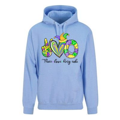 Peace Love King Cake Mardi Gras Funny Gift Unisex Surf Hoodie