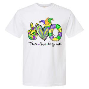 Peace Love King Cake Mardi Gras Funny Gift Garment-Dyed Heavyweight T-Shirt