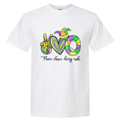 Peace Love King Cake Mardi Gras Funny Gift Garment-Dyed Heavyweight T-Shirt