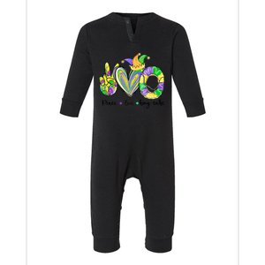 Peace Love King Cake Mardi Gras Gift Infant Fleece One Piece