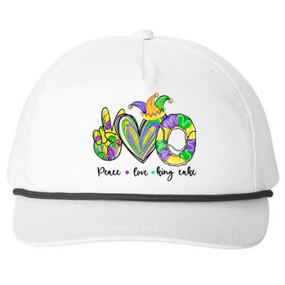 Peace Love King Cake Mardi Gras Gift Snapback Five-Panel Rope Hat