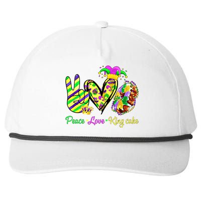 Peace Love King Cake Mardi Gras Gift Snapback Five-Panel Rope Hat