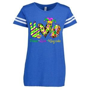 Peace Love King Cake Mardi Gras Gift Enza Ladies Jersey Football T-Shirt