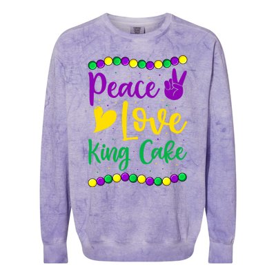 Peace Love King Cake Mardi Gras Outfit Gift Colorblast Crewneck Sweatshirt