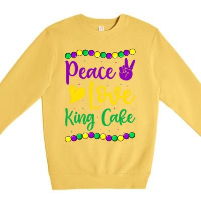 Peace Love King Cake Mardi Gras Outfit Gift Premium Crewneck Sweatshirt