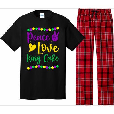 Peace Love King Cake Mardi Gras Outfit Gift Pajama Set