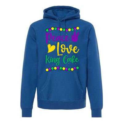 Peace Love King Cake Mardi Gras Outfit Gift Premium Hoodie