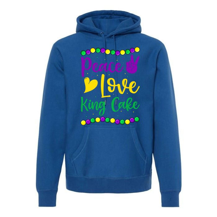 Peace Love King Cake Mardi Gras Outfit Gift Premium Hoodie