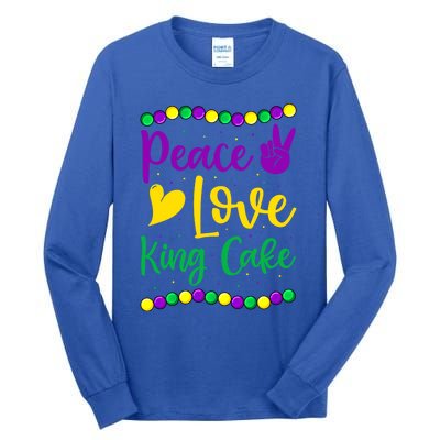 Peace Love King Cake Mardi Gras Outfit Gift Tall Long Sleeve T-Shirt