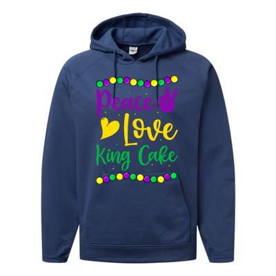 Peace Love King Cake Mardi Gras Outfit Gift Performance Fleece Hoodie