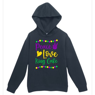 Peace Love King Cake Mardi Gras Outfit Gift Urban Pullover Hoodie