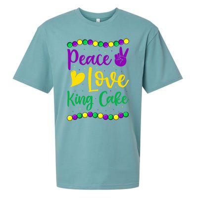 Peace Love King Cake Mardi Gras Outfit Gift Sueded Cloud Jersey T-Shirt