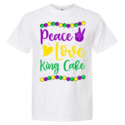 Peace Love King Cake Mardi Gras Outfit Gift Garment-Dyed Heavyweight T-Shirt