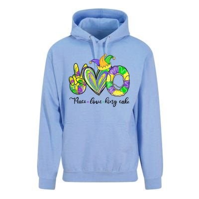 Peace Love King Cake Mardi Gras Unisex Surf Hoodie