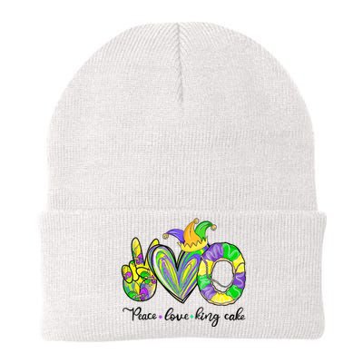 Peace Love King Cake Mardi Gras Knit Cap Winter Beanie