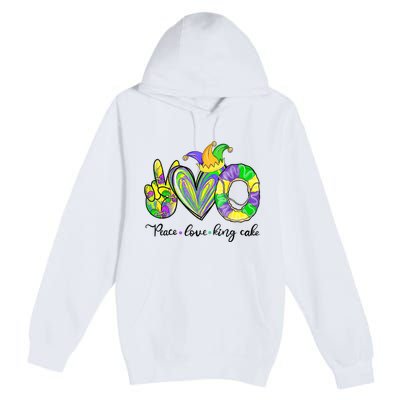 Peace Love King Cake Mardi Gras Premium Pullover Hoodie