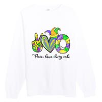 Peace Love King Cake Mardi Gras Premium Crewneck Sweatshirt