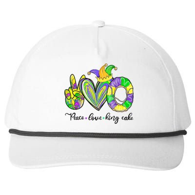 Peace Love King Cake Mardi Gras Snapback Five-Panel Rope Hat