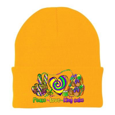 Peace Love King Cake Mardi Gras Gift Gift Knit Cap Winter Beanie