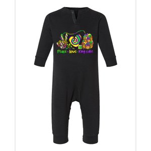 Peace Love King Cake Mardi Gras Gift Gift Infant Fleece One Piece