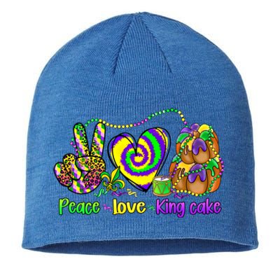 Peace Love King Cake Mardi Gras Gift Gift Sustainable Beanie