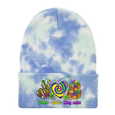 Peace Love King Cake Mardi Gras Gift Gift Tie Dye 12in Knit Beanie