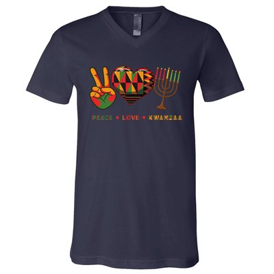 Peace Love Kwanzaa African American Heritage Happy Kwanzaa V-Neck T-Shirt