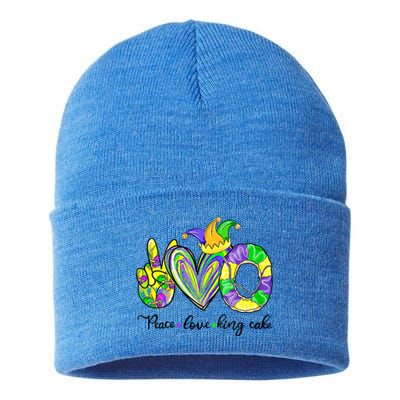 Peace Love King Cake Mardi Gras King Cake Mardi Gras Great Gift Sustainable Knit Beanie