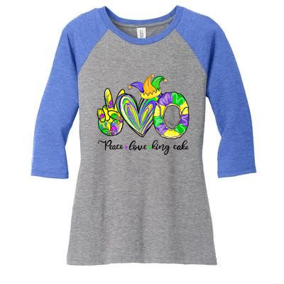 Peace Love King Cake Mardi Gras King Cake Mardi Gras Great Gift Women's Tri-Blend 3/4-Sleeve Raglan Shirt