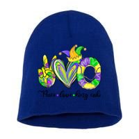 Peace Love King Cake Mardi Gras King Cake Mardi Gras Great Gift Short Acrylic Beanie