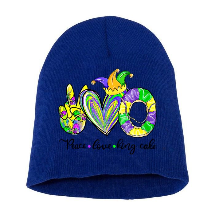 Peace Love King Cake Mardi Gras King Cake Mardi Gras Great Gift Short Acrylic Beanie