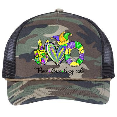 Peace Love King Cake Mardi Gras King Cake Mardi Gras Great Gift Retro Rope Trucker Hat Cap